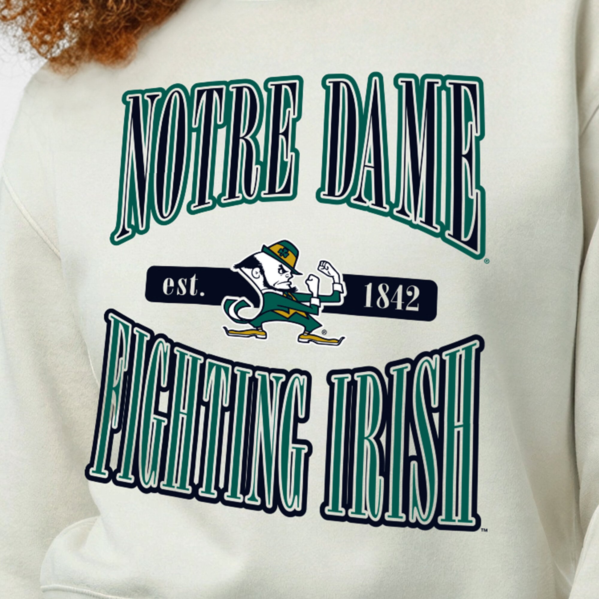 Sweat-shirt à col rond en maille côtelée inversée Champion White Notre Dame Fighting Irish pour femmes